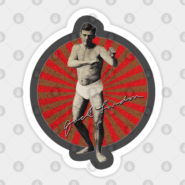 Jack London  - Boxing Pose Retro Sticker by Exile Kings 